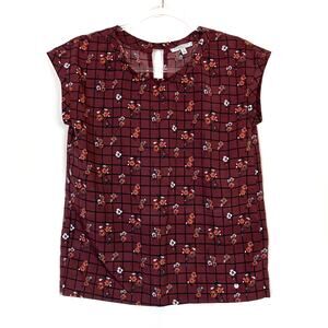 Abercrombie & Fitch | Maroon Floral Check Top Polyester Womens Small